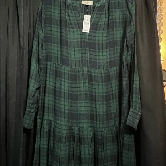 LOFT | Dresses | Loft Dark Green Plaid Dress | Poshmark